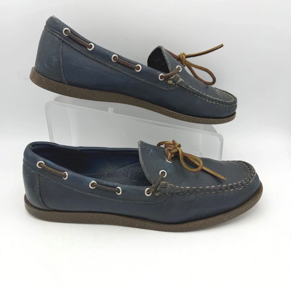 Northland Mens 9.5 Shoes Navy Blue Loafers Leather Boat Casual Slip On Top Sider